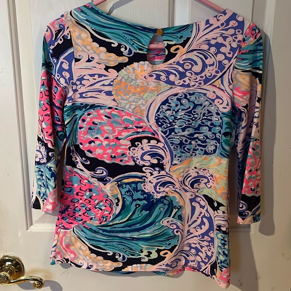 LILLY Pulitzer Waverly Top 3/4 Sleeve Multi All That She Wants Size XS - Picture 3 of 6
